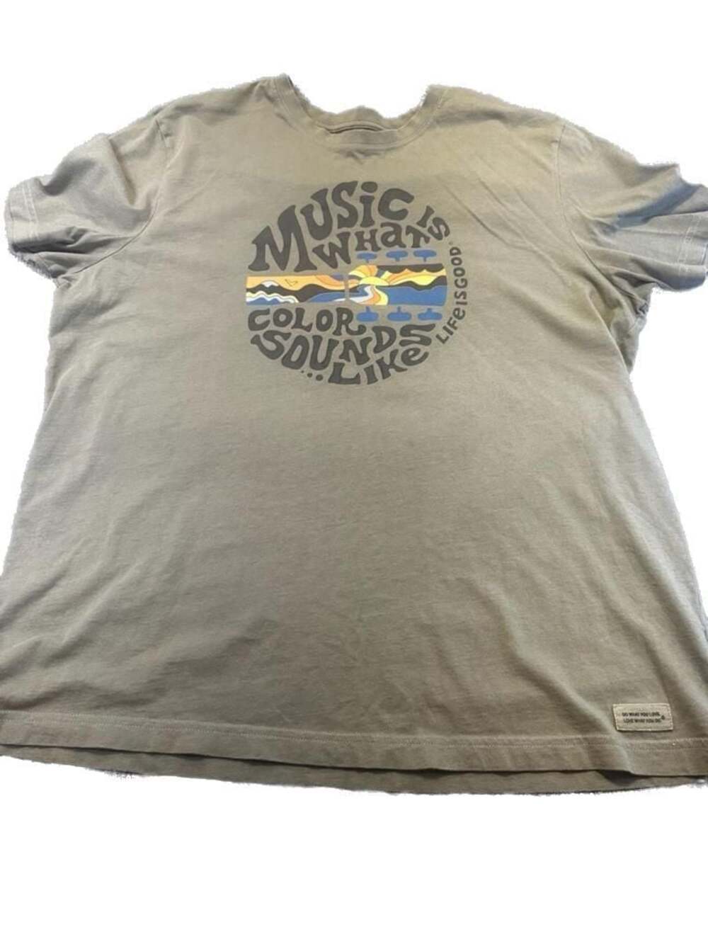 Life Is Good Crusher Lite Men Olive Green Graphic TShirt Music Festival Earthy
